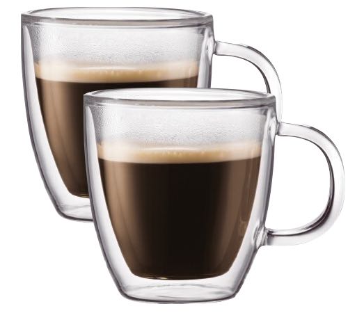 Tasses à café Bodum Bistro, verre isolé à double paroi, transparent, 10  onces chacune (lot de 2) 