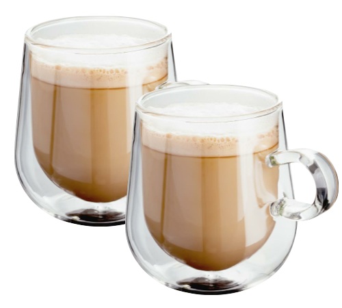 Tasses à Café Résistant à la Chaleur Tasses en Verre pour café Latte Cappuccino Double Verre Borosilicate Orion Tasse de Café Double Paroi Coupe en Verre 300 ML
