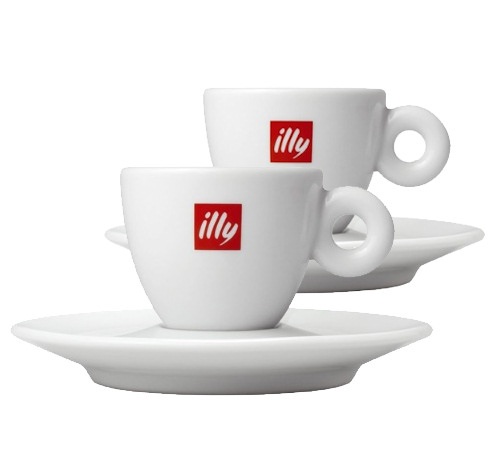 Illy Set of 2 Porcelain Espresso Cups and Saucers 6 cl Illy Set of 2 Porcelain Espresso Cups and Saucers 6 cl