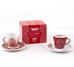 Bialetti set of 2 porcelain espresso cups & saucers - Centenary Collection