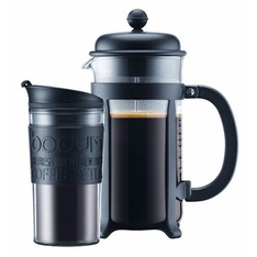 Bodum Java French Press in black + Bodum travel mug
