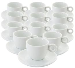 Tasses - CAFE COMPAGNIE - tasses et sous tasses blanches 6.5 cl x12