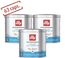 63 x Illy Iperespresso decaffeinated coffee capsules