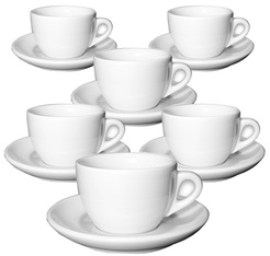 Ancap Set of 6 Porcelain Verona Cappuccino Cups and Saucers - 19 cl