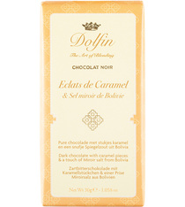 Dolfin - Dark Chocolate with Caramel Chips, Mirror Salt from Bolivia - 30g