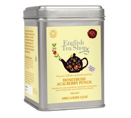Organic Honeybush Acai Berry Punch Rooibos tea - 100g loose leaf tea in metal tin - English Tea Shop
