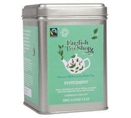 Organic Peppermint Herbal Tea - 100g loose leaf in metal tin - English Tea Shop