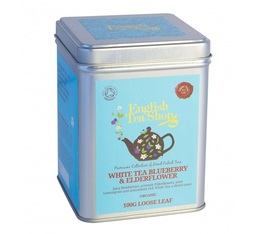 Organic White Tea Blueberry and Elderflower - 100g loose leaf tea in metal tin - English Tea Shop