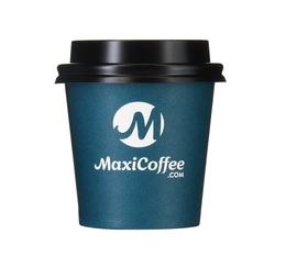 Pack of 50 MaxiCoffee 120ml paper cups and black lids