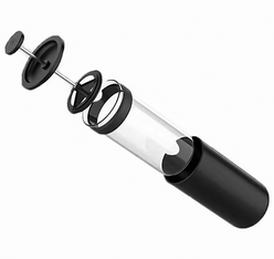 elementi della caffettiera a pistone u french press nera