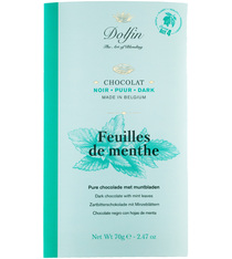 Tablette chocolat noir 60% et feuilles de menthe - 70 g - DOLFIN