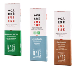 Pack gourmand mini de 3 Tablettes 3x40g - Bio Equitable - Carré Suisse