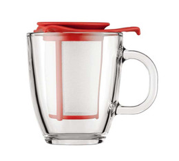 Bodum Yo-Yo glass mug with red tea filter - 35cl