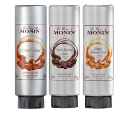 Lot de 3 toppings 500 ml - Caramel, Chocolat Noir, Caramel Salé - MONIN