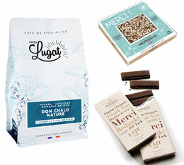Merci Gift Bundle - Cafés Lugat Coffee Beans & Monbana Milk Chocolate