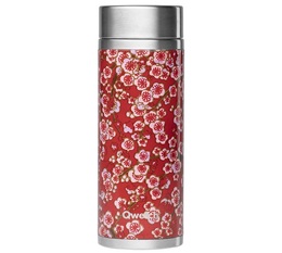 Qwetch insulated Tea infusing flask - Red with Flowers - 300ml