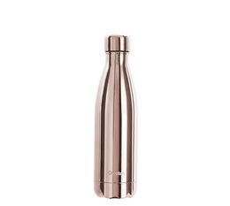 QWETCH insulated bottle Metallic rose gold + organic cotton pouch