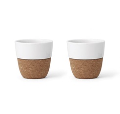 Set of 2 x 200ml LAUREN porcelain and cork cups - VIVA Scandinavia