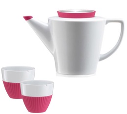 Viva Scandinavia Tea set in fuchsia - 1L porcelain teapot + 2 x 25cl cups - Free tea offer!