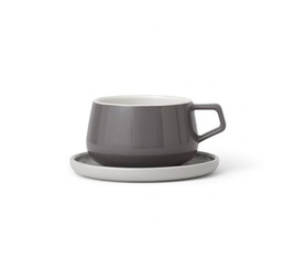 ELLA 25cl Wool grey porcelain cup and saucer - VIVA Scandinavia