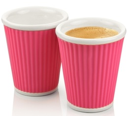 Les Artistes de Paris 2x porcelain cup with pink silicone band - 180ml