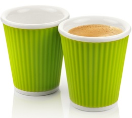 Les Artistes de Paris 2x porcelain cup with green silicone band - 180ml