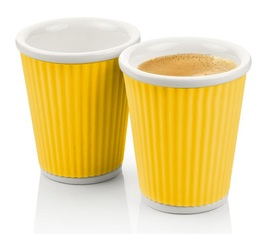 2 x porcelain cups with yellow silicone band - 180ml - Les Artistes Paris