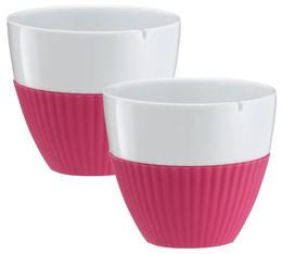 VIVA Scandinavia 'Anytime' porcelain tea cups with pink silicone sleeve - 250ml