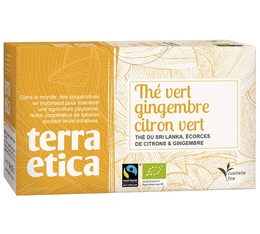 Organic Ginger and lime green tea - 20 sachets - Terra Etica