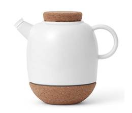Viva Scandinavia Lauren 1.2L porcelain and cork teapot with tea ball + Free tea gift