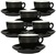 6 Tasses et sous tasses 17cl en porcelaine Inker Noires pour cappuccino