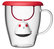 40cl glass mug and red Birdie tea infuser lid - QDO